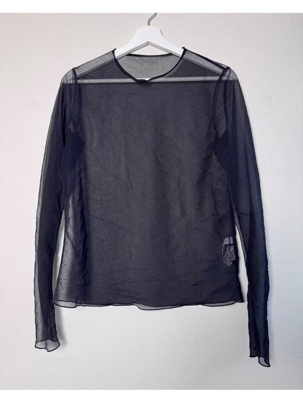 Black sheer long sleeve crew neck shirt Adam et Rope one size fits most
